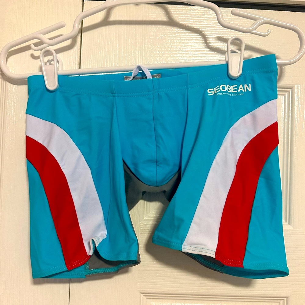 Men's Aqua Swim Hybrids with Red & White Accents